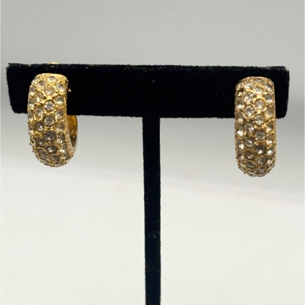 Vintage Kenneth Lane Rhinestone Hoop Earrings